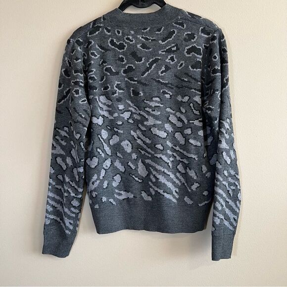 ✨ Heartloom Natalia Wool Blend Leopard Print Pullover Sweater in Charcoal Gray S - Picture 11 of 13